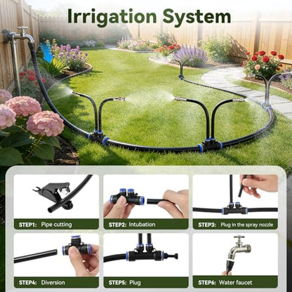 75FT High-Flow Irrigation System for Garden, 12mm Main Tubing, 40 Nozzles - size: 75Ft