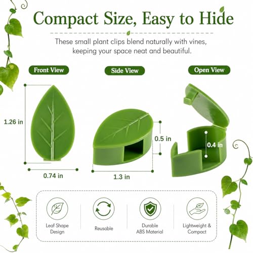 RAINFLOW 90PCS Plant Wall Clips - 108 Adhesive Stickers for Climbing Vines