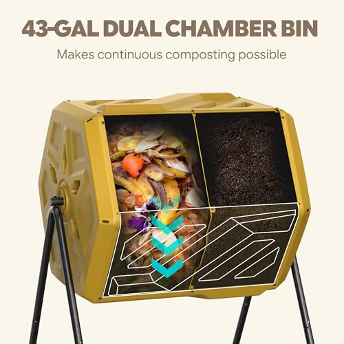Werph 43 Gal Outdoor Compost Bin for Garden & Kitchen Waste, Yellow - color: Yellow