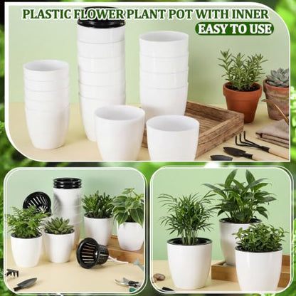Self Watering Plant Pots, 3.5'', White Black, 18 Pcs - color: White Black, size: 3.5''