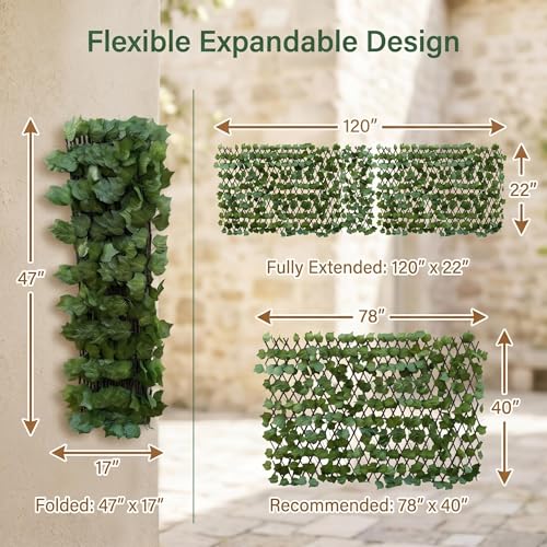 Expandable Privacy Fence, Grape Leaves, 120 x 22 in - color: Grape Leaves