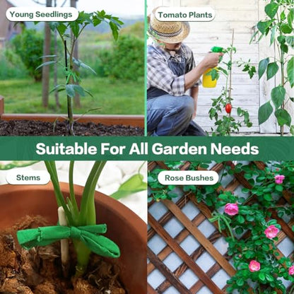 Tenn Well 2Pk 196ft Garden Twine Stretchy Green Cloth for Tomatoes