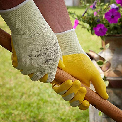Yellow Gardening Work Gloves (Small) | Nitrile Coating Protection
