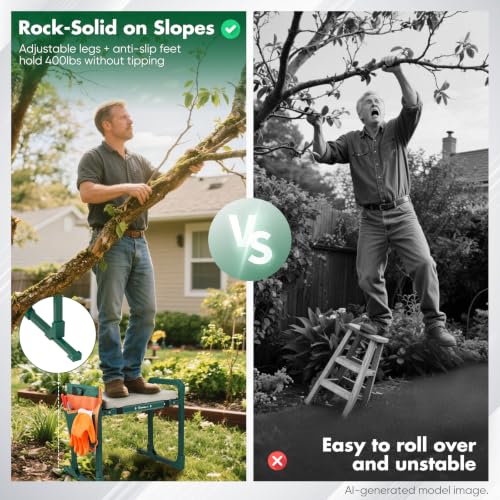 SakerPlus Garden Kneeler and Seat, Heavy Duty Foldable Garden Stool