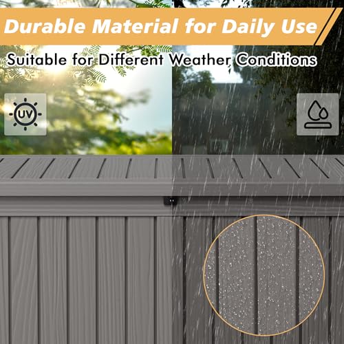 Fancyango 150 Gallon Outdoor Storage Deck Box, Dark Grey
