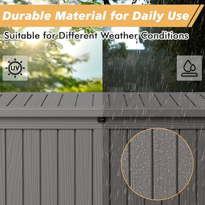 Fancyango 150 Gallon Outdoor Storage Deck Box, Dark Grey