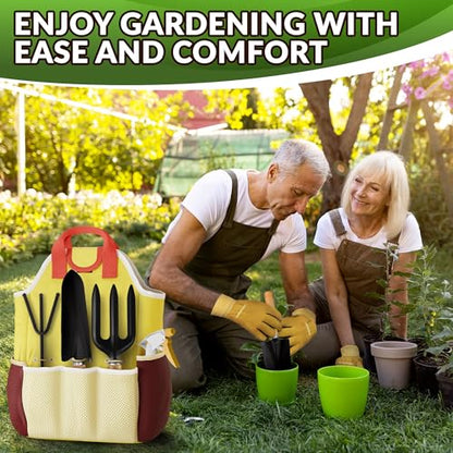 9 Pcs Compact Gardening Tool Set with Storage Bag, Rust-Proof Steel