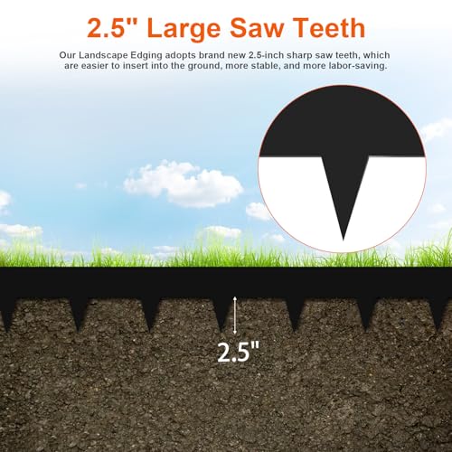 33ft.10 Pack Metal Edging for Landscaping, 40" × 4.5" Garden Edging - color: Black, size: 4.5 Inch