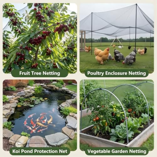 Bird Netting 15x20 FT Heavy Duty 1/2 Inch Mesh Garden Netting - size: 15x20 FT