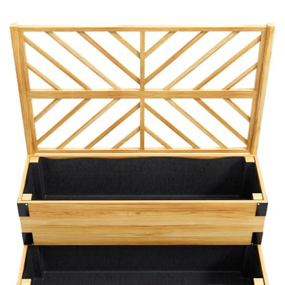 Outsunny 2-Tier Raised Garden Bed with Trellis 42.5"x25.5"x55", Natural - color: Natural, size: 42.5" L x 25.5" W x 55" H
