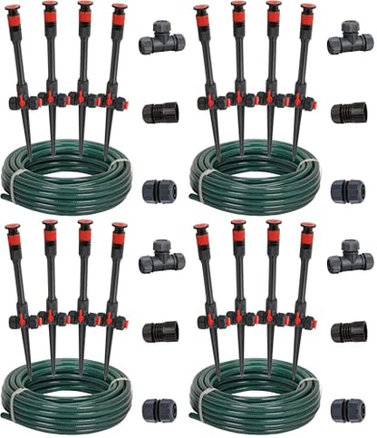 Eden 98063 Multi-Adjustable Flex Design Above Ground Irrigation Garden Sprinkler System,Sprinkler & Hose,DIY Plant Watering Set,(Pack of 4) - size: Up to 1,638 sq. ft. (Pack of 4)