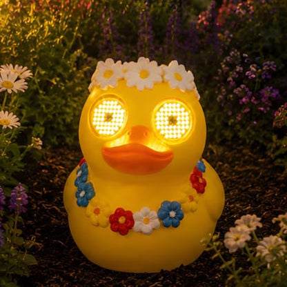 Solar Duck Garden Statue，Outdoor Duck Decor with Solar Moving Led Eyes - style: Garden
