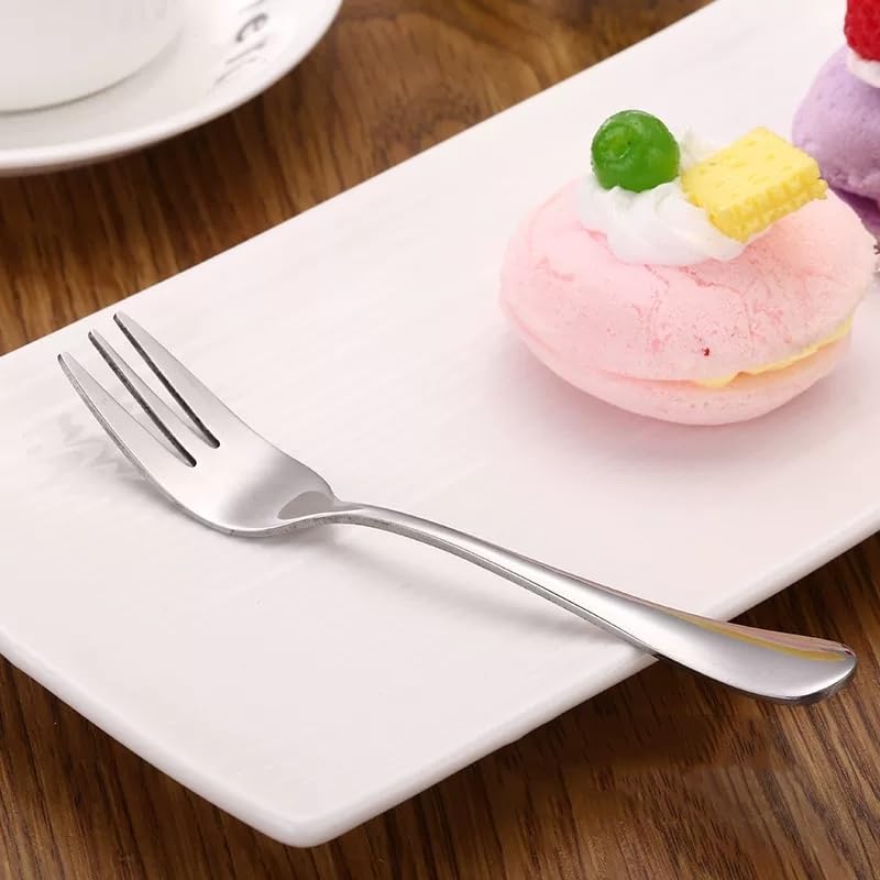 HornTide 6-Piece Dessert Forks Set, 3 Tines Fruit Salad Fork Flatware Stainless Steel Mirror Polishing 5.5-Inch 14cm, Ideal for Home, Kitchen and Restaurant - size: 6x Salad Fork