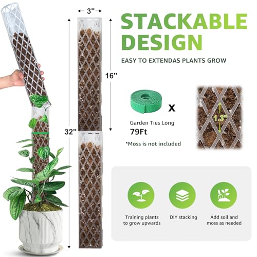 Sisher Monstera Moss Pole 4pcs Plastic Moss Pole for Climbing Plants - size: 4 PACK