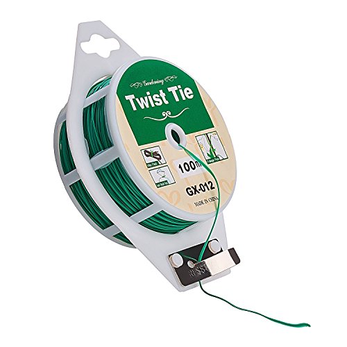 328 Feet (100m) Green Multi-Function Sturdy Garden Plant Twist Tie with Cutter/ Cable Tie/Zip Tie/ Coated Wire (1) (1 roll green)