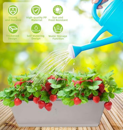 LOCONHA 7 Pack Window Box Planter, Plastic Vegetable Flower Planters Boxes - color: French Grey