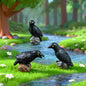 3PCS Crows Fairy Garden Accessories, Mini Resin Animals, Miniature Figurines, Micro Landscape Ornaments Kit - color: Crows