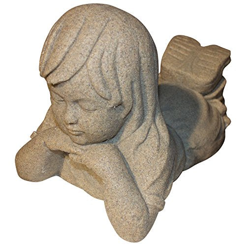 EMSCO Group Day Dreaming Girl Statue – Natural Sandstone Appearance – Made of Resin – Lightweight – 11” Height - color: Sandstone, style: Day Dreaming Girl
