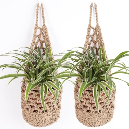 2PK Hanging Planter for 6 Inch Pot, Wall Planters for Indoor Plants (Jute) - color: Jute