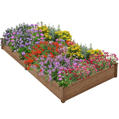 Yaheetech Wooden Raised Garden Bed Outdoor Planter Box, Dark Brown - color: Dark Brown, size: 8ft x 4ft
