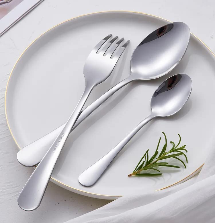 HornTide 16-Piece Flatware Sets Dinner Knife Fork Spoon Teaspoon, 4-Piece Place Setting Service for 4 Person Stainless Steel Mirror Polishing, Ideal for Home, Kitchen and Restaurant - size: 16-Piece Pack