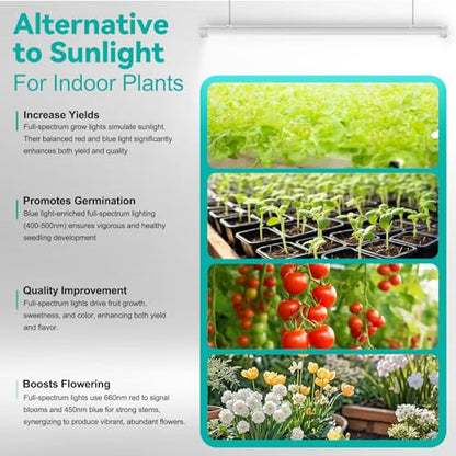 JESLED 2FT Grow Lights, 5000K Full Spectrum Sunlight White, V-Shaped Beam - size: 2FT-6P