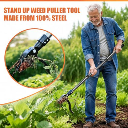 GOXAWEE Stand Up Weed Puller Tool with 45″ Long Handle, Manual Weeder Tool - color: Black Weed Puller Tool