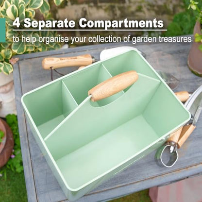 Garden Tool Organizer, Metal Garden Caddy with 4 Compartments