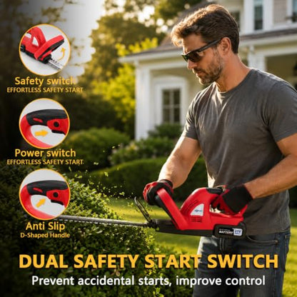 21V Cordless Hedge Trimmer 22" - color: RED