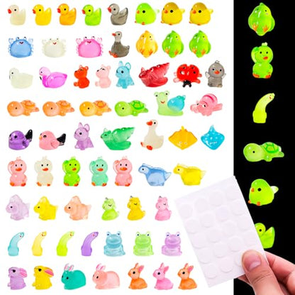 60 Pcs Mini Resin Animals, Glow in The Dark Tiny Animal Figurines - color: 60p-luminous Animals