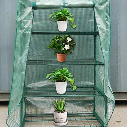 4 Tier Greenhouse Replacement Cover with Roll-Up Zipper Door