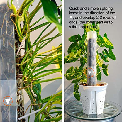 4 Pack 17 Inch Plastic Moss Pole for Plants Monstera, Plant Poles for Climbing Plants, Plant Support for Indoor Plants, Plant Support Poles Work with Sphagnum Moss