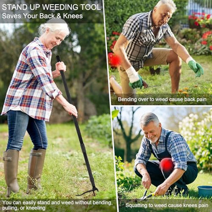 Weed Puller Tool - Stand Up Heavy Duty Weeding Tool with 47.8'' Long Handle, Foot Platform Design & 4-Claw Steel Head Design - Easily Remove Weeds Without Bending, Pulling, or Kneeling
