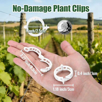 300Pcs Thickened Tomato Clips, Plant Support Clips Plastic Trellis Clips - color: White