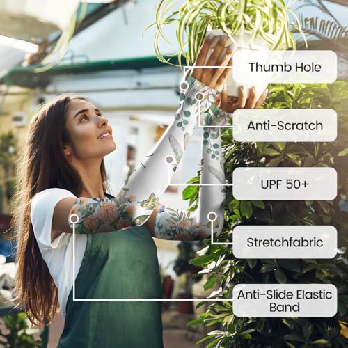 YPHCDO Gardening Sleeves for Women Sun Protection Cooling Arm Sleeves - color: Green White