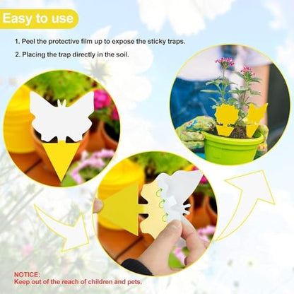 LFSYS 64 Pcs Yellow Sticky Fruit Fly Traps for Indoors Gants Plants