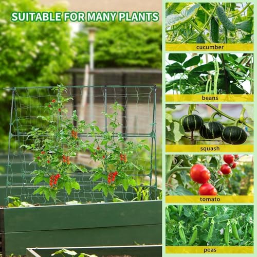 OTOSUNNY 50" x 48"Cucumber Trellis for Raised Garden Bed, Green - color: Green