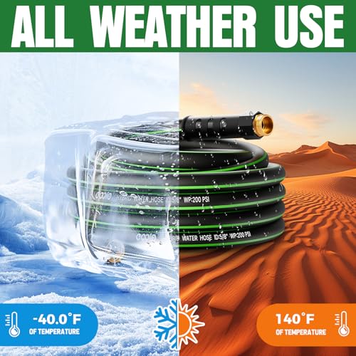 Heavy Duty Garden Hose 25ft, NON-EXPANDABLE Flexible Water Hose, Kink Resistant Lightweight Hybrid Hose, Leakproof Hose Male to Female Fittings - color: Black+Green, size: 25ft