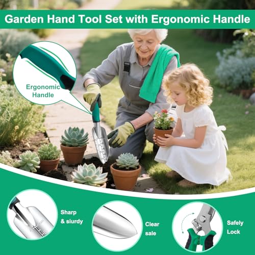 Gardening Tool Set Gifts for Women, Heavy Duty Garden Tools with Handbag