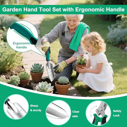 Gardening Tool Set Gifts for Women, Heavy Duty Garden Tools with Handbag