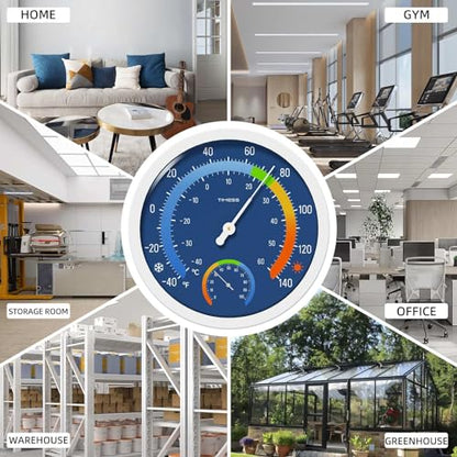 TIMESS 10-Inch Indoor Outdoor Thermometer Hygrometer, Battery-Free, Blue - color: Blue