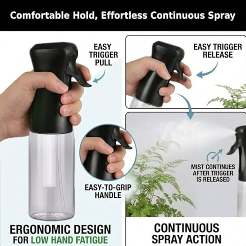 VIGOR PATH 200ml Continuous Mist Spray Bottle for Hair Plants and Skin Care - color: Variety Pack of 2