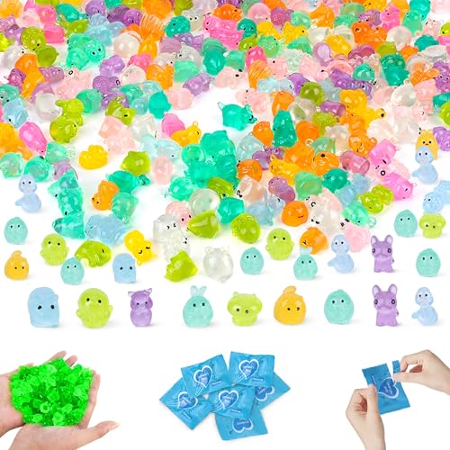 110 pcs Mini Resin Animals Blind Bags, Glow in The Dark Animal Resin Models, 50+ Animal Combination Sets for Adults, Miniature Animal for Fairy Garden, Dollhouse, DIY Craft Decor - color: 110PCS