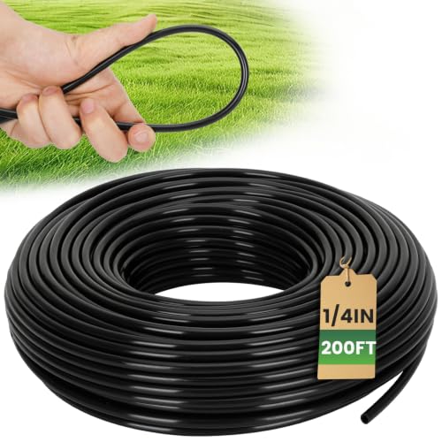 1/4 Inch Drip Irrigation Tubing, 200FT Premium PE Flexible Water Irrigation Tube, Blank Distribution Tubing for Garden, Lawn, Potted Plants, Hydroponics, DIY Micro Irrigation System Accessories