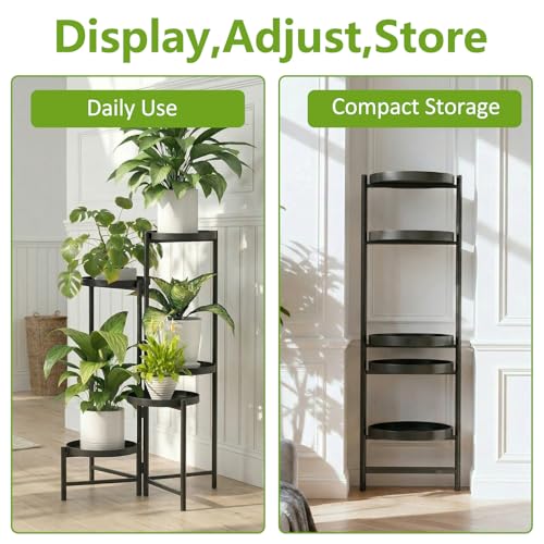 5 Tier Tall Metal Plant Stand, Duty Tiered Flower Shelf for Patio Garden - size: 5 Tier