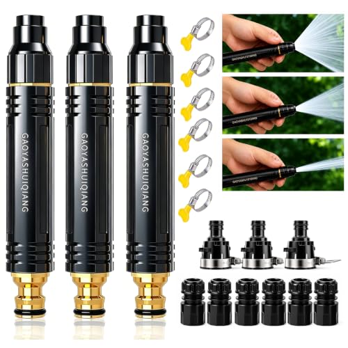 3Pcs High Pressure Hose Nozzle, 2026 New Garden Hose Nozzle, Washer Gun with 3 Spray Patterns, Power Washer Nozzle Attachment for Car & Patio Cleaning (3 PCS)