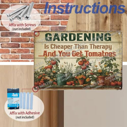 12x8″ Gardening Sign, Funny Garden Decor, Cheaper Than Therapy, 2685 - style: Therapy & Get Tomatoes