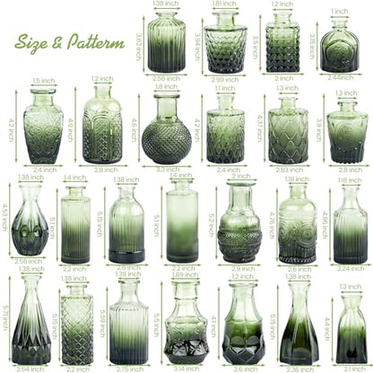 TBWIND 24pcs Green Glass Bud Vases Set - color: Green-24pcs, size: 24Pcs