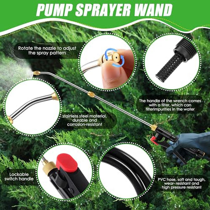 Enhon Extendable Sprayer Wand with Adjustable Nozzle, Filter & PVC Hose - size: 11.4 In