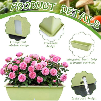 8 Pcs 24 Inch Plastic Window Boxes Planters, Light Green - color: Light Green
